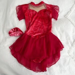 Red Figure Skating Competition Dress S